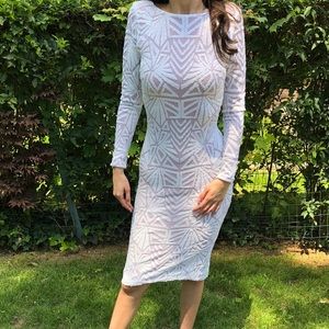 White Beaded dress. Open back